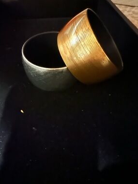 Premier Designs Gold and Silver Tone Wide Bangle Bracelet Set